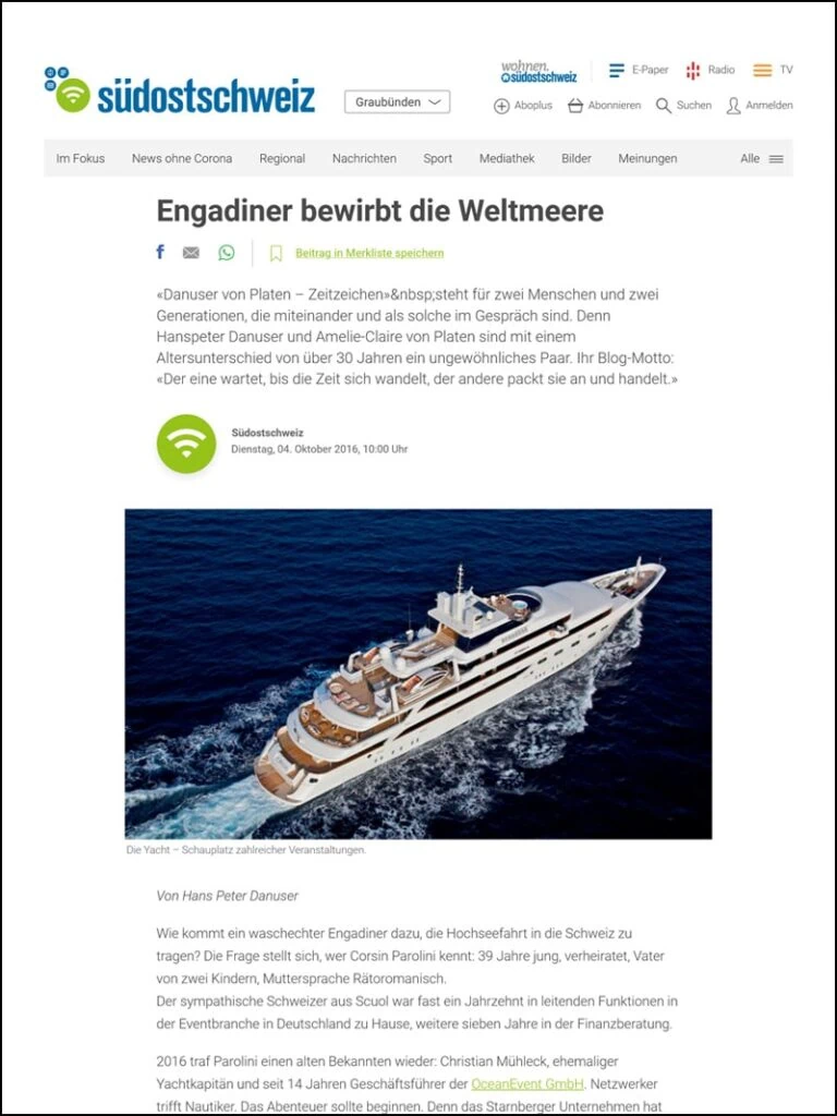 Engadiner to promote the Oceans